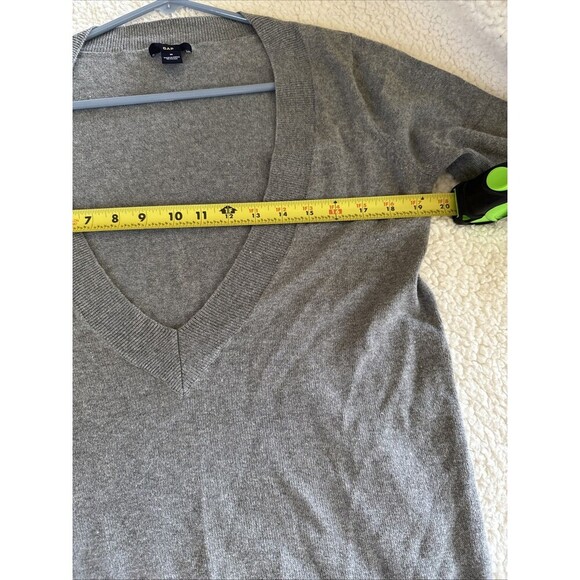 Gap Cashmere/Cotton Sweater V Neck Women M Gray Preppy Comfy - Picture 9 of 12